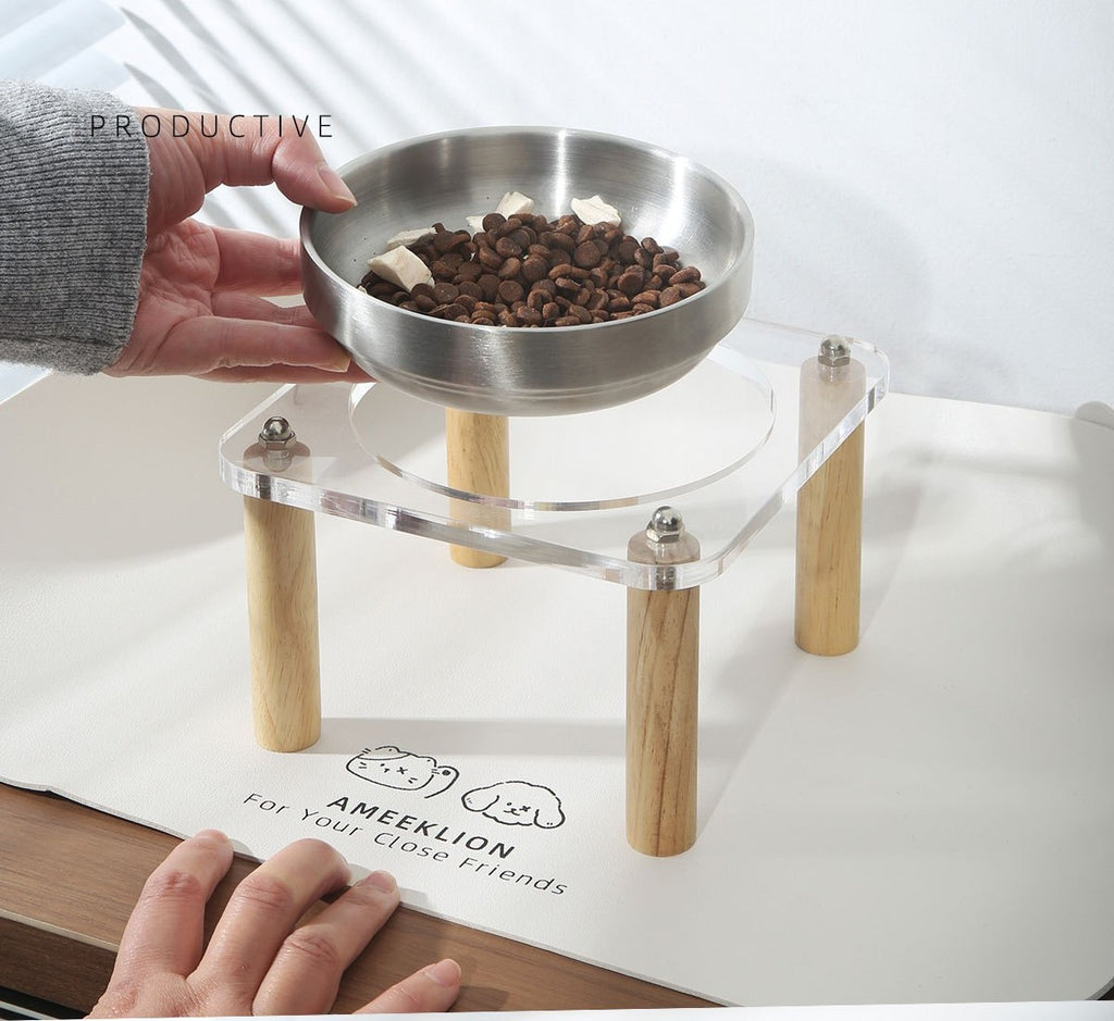 Elevated pet bowl stand by Glow Ritual