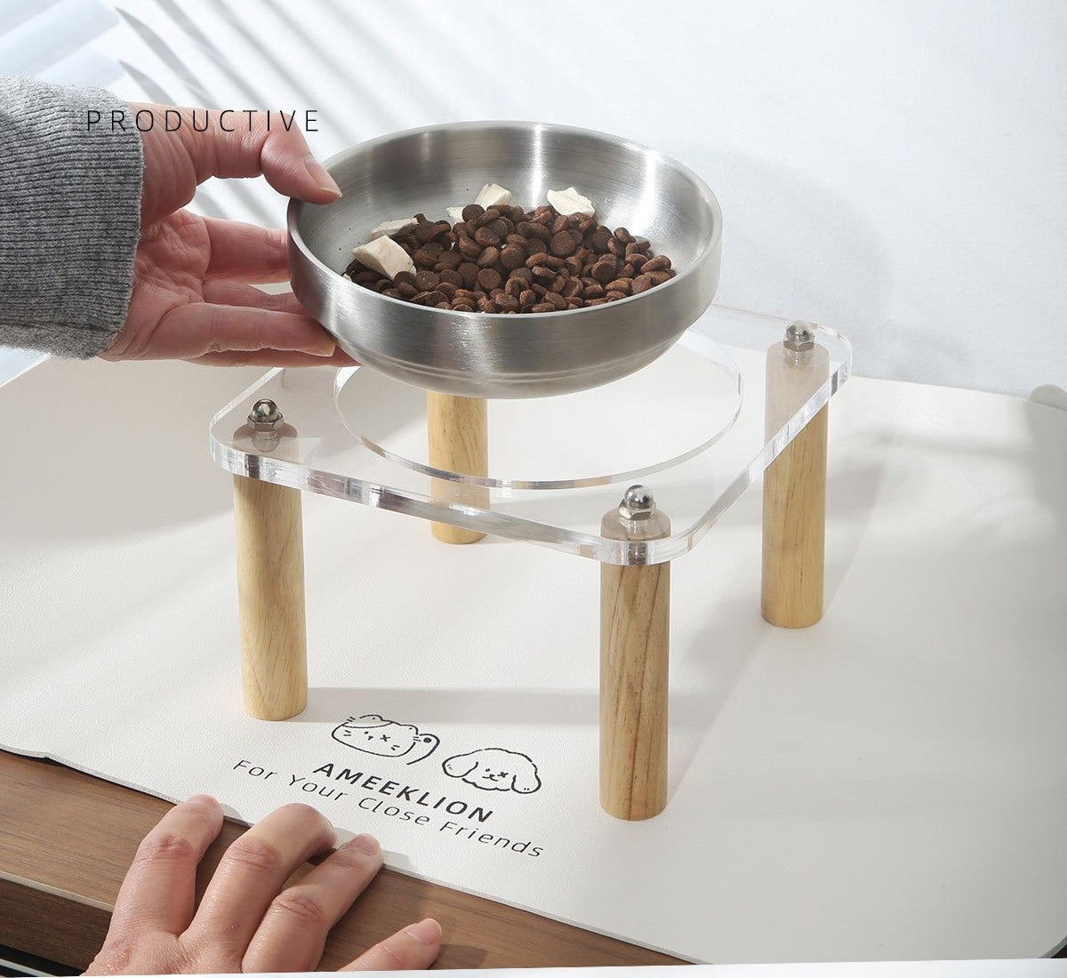 Elevated pet bowl stand by Glow Ritual
