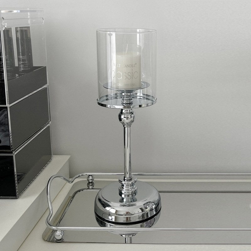 Vintage glass hurricane candle holder by Glow Ritual
