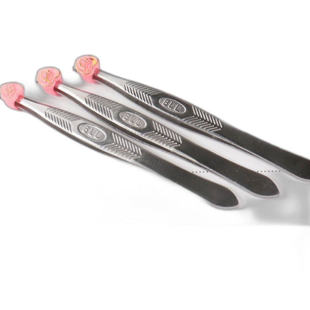 Slant tip stainless tweezers 3-pack by Glow Ritual