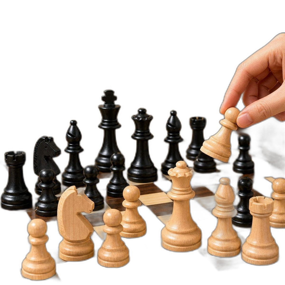 Wooden folding 3-in-1 chess set by Glow Ritual