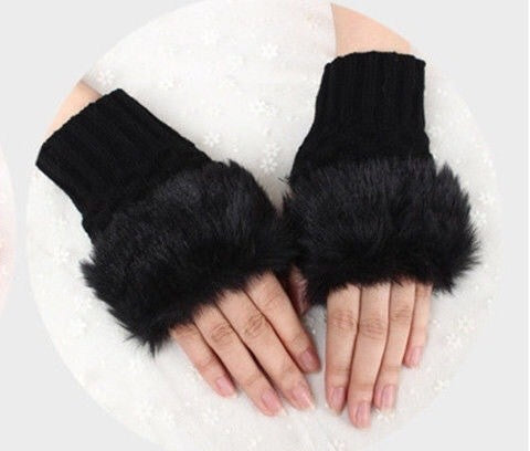 Faux fur fingerless gloves by Glow Ritual