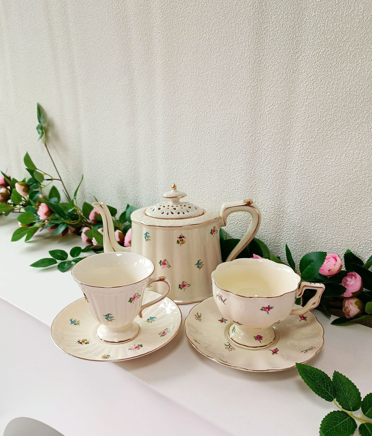 Vintage ceramic teacup and saucer by Glow Ritual