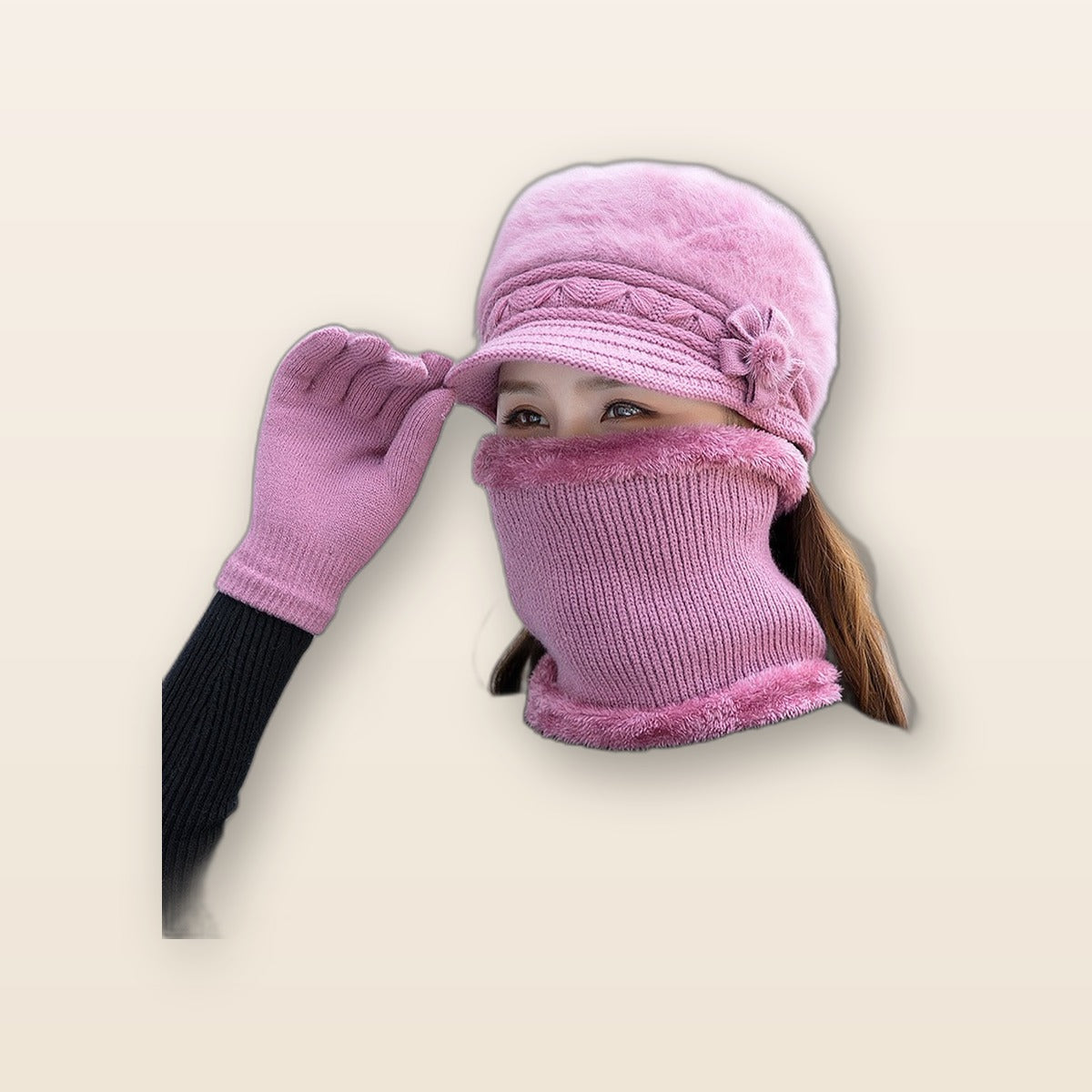 Women's hat, scarf and gloves set by Glow Ritual
