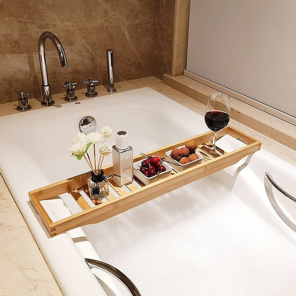 Bamboo bathtub tray by Glow Ritual