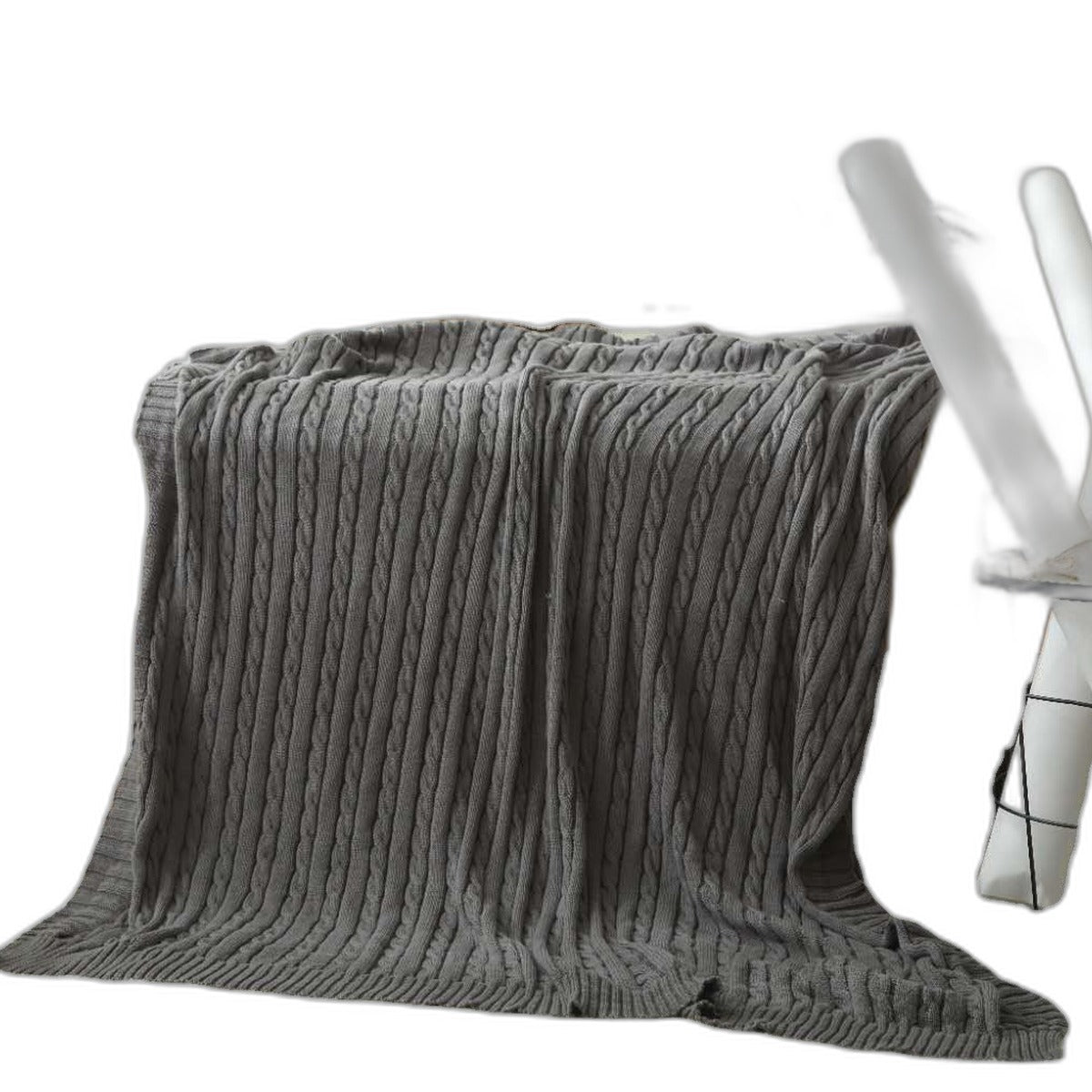 Cable knit throw blanket by Glow Ritual
