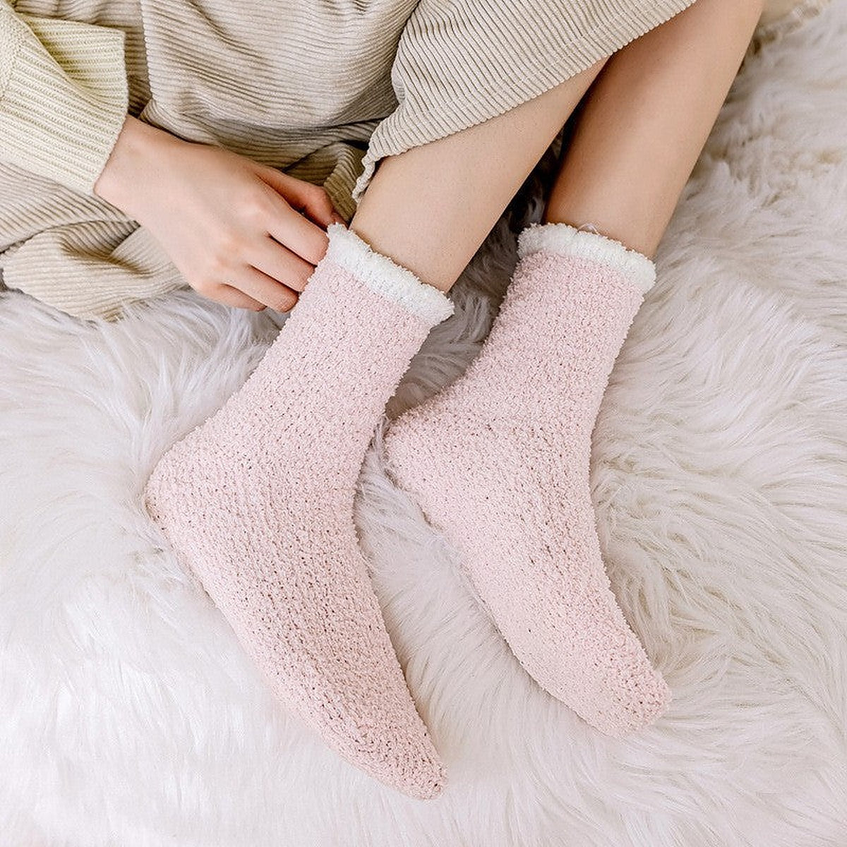 Fluffy bed socks by Glow Ritual