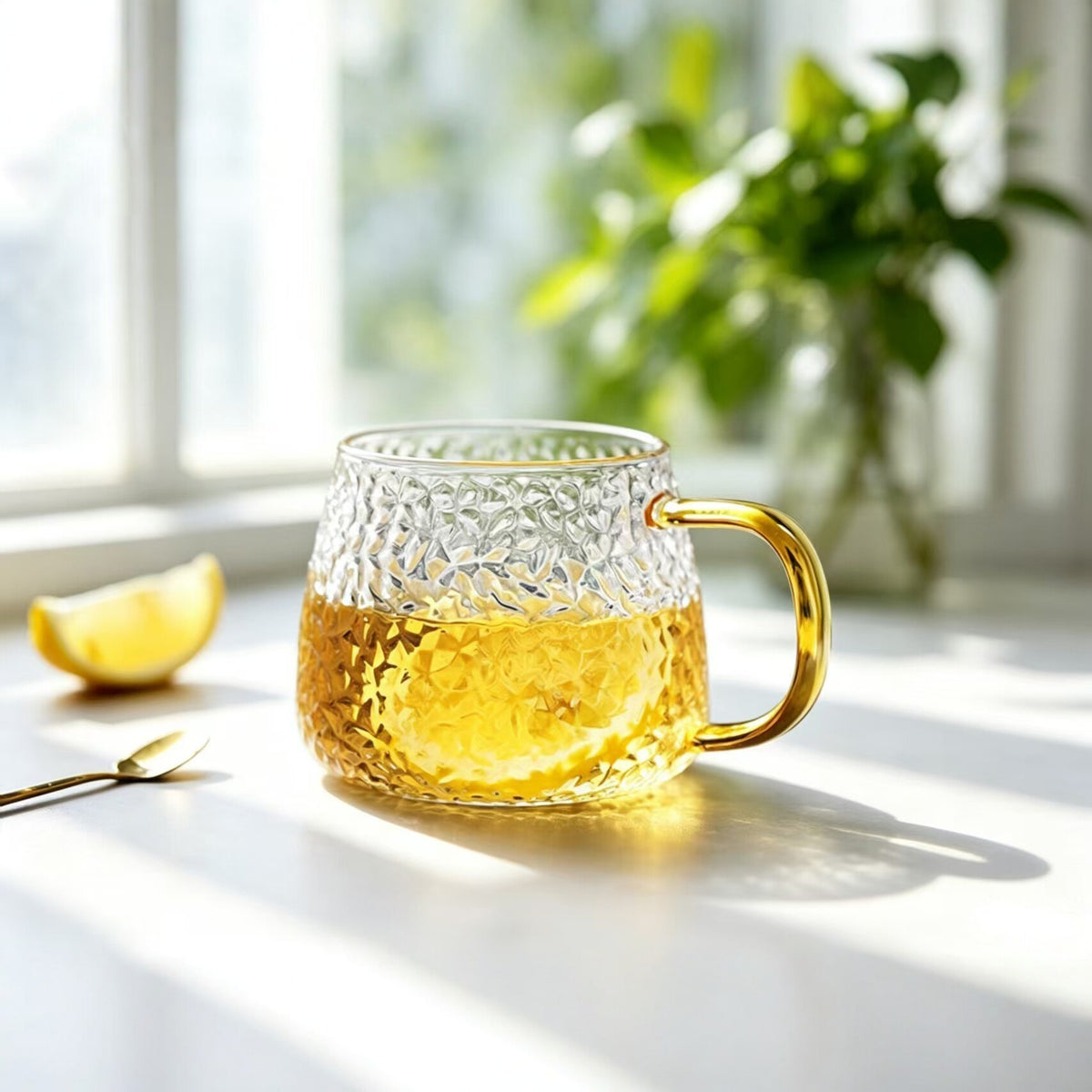 Hammered glass mug by Glow Ritual