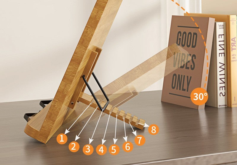 Adjustable bamboo book stand by Glow Ritual
