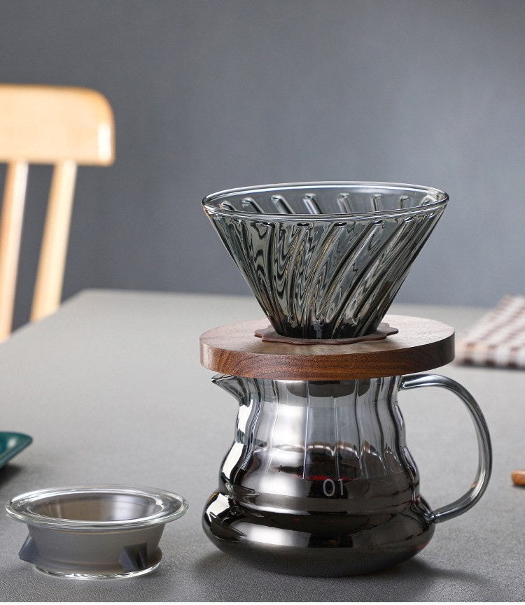 Pour-over coffee set with walnut stand by Glow Ritual