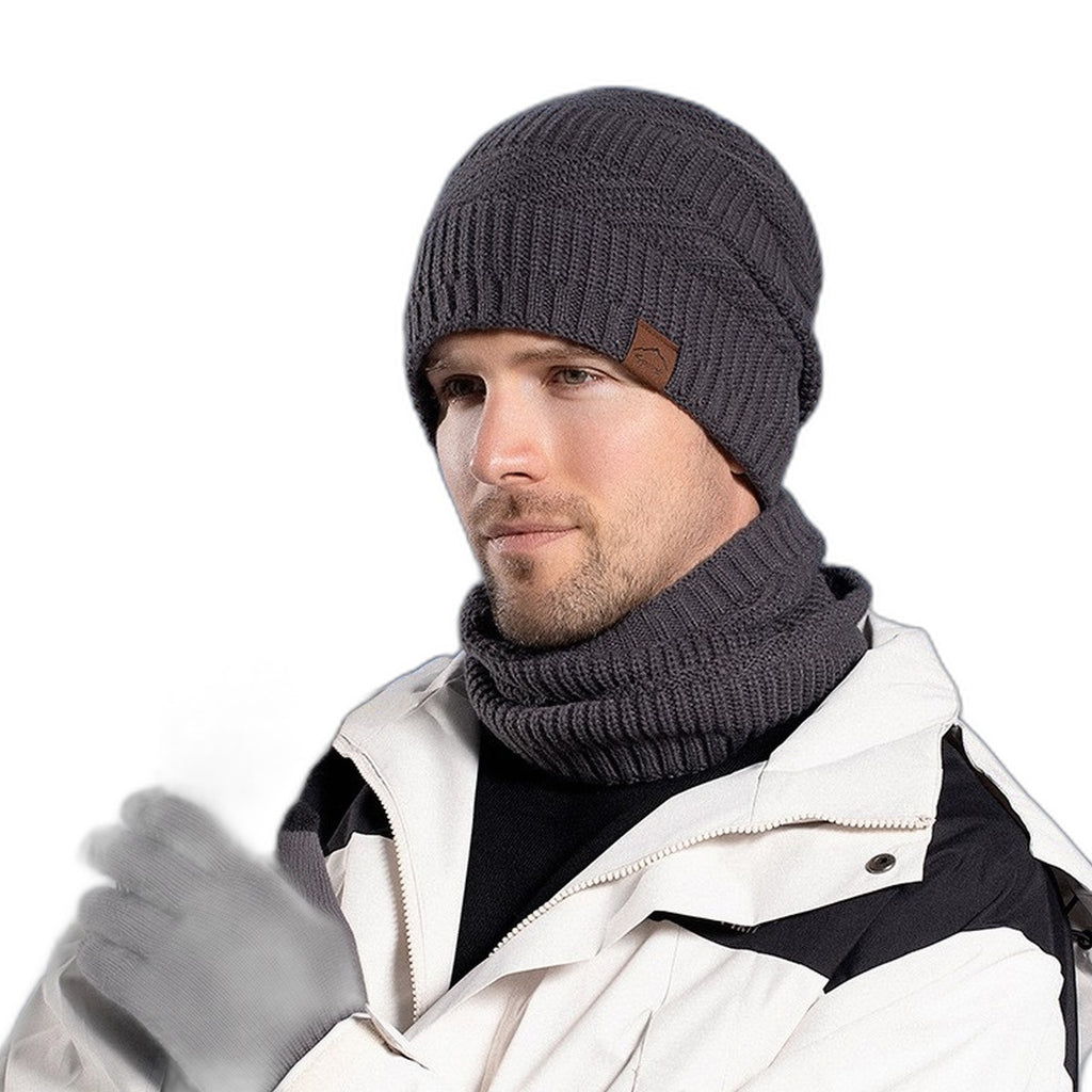Men's knit hat and scarf set by Glow Ritual