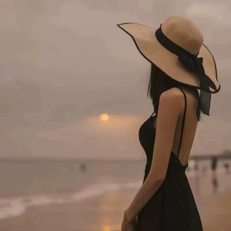Wide brim straw sun hat by Glow Ritual