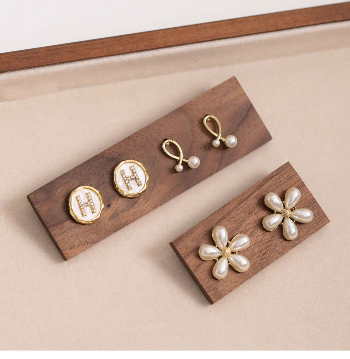 Walnut earring holder tray by Glow Ritual