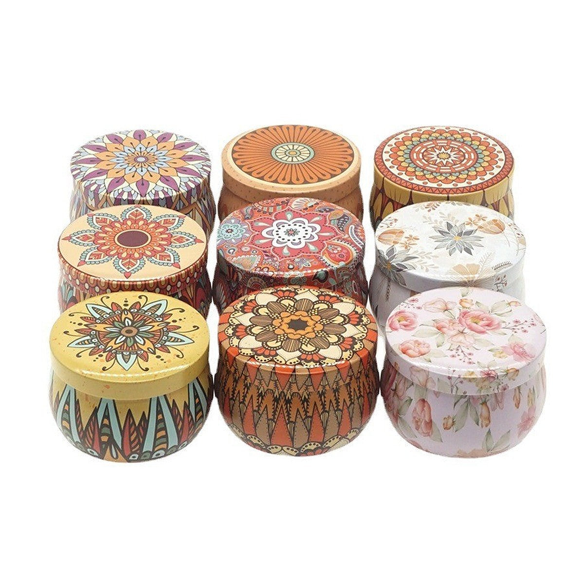 Decorative round metal tins set of 6 by Glow Ritual