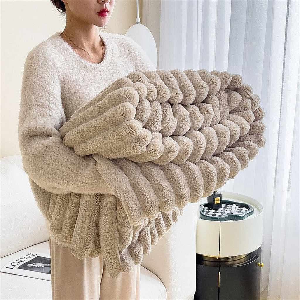 Faux rabbit fleece blanket by Glow Ritual
