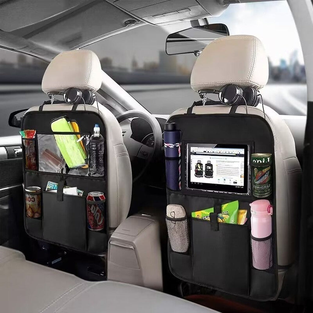 Car seat back organizer with tray by Glow Ritual