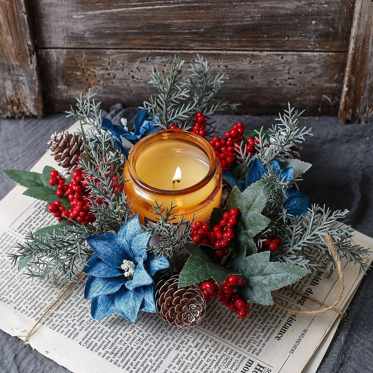 Christmas pine cone candle ring by Glow Ritual