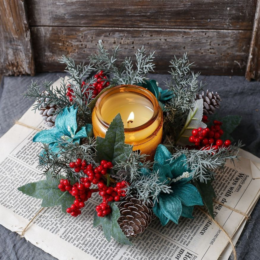Christmas pine cone candle ring by Glow Ritual