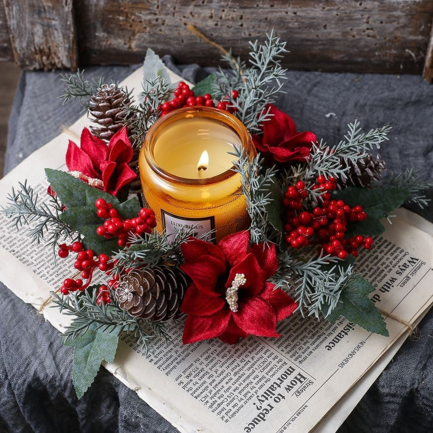 Christmas pine cone candle ring by Glow Ritual