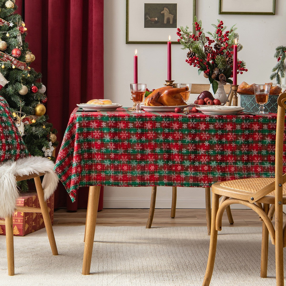 Christmas plaid tablecloth by Glow Ritual