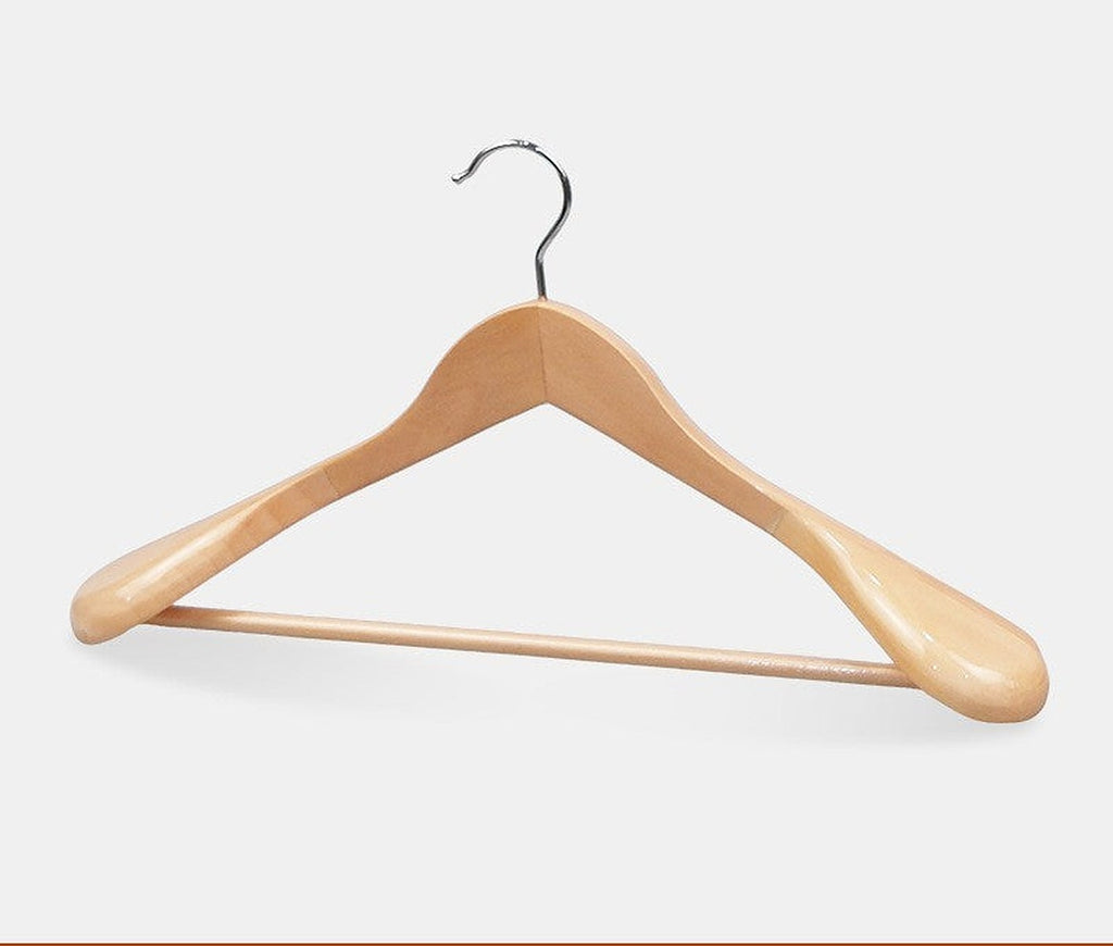 Wide shoulder wooden coat hangers by Glow Ritual