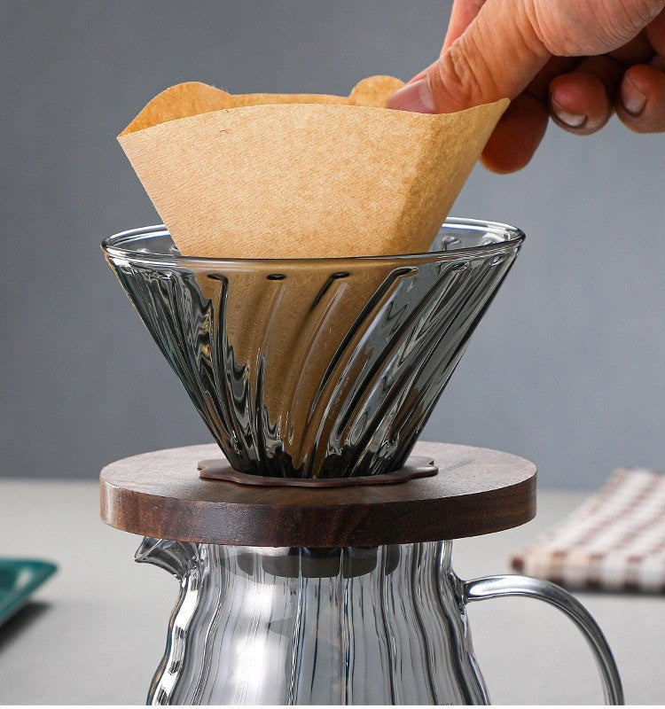 Pour-over coffee set with walnut stand by Glow Ritual