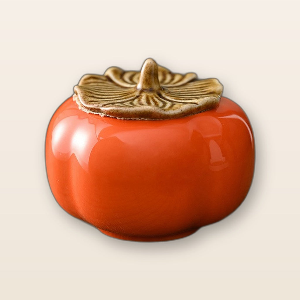 Ceramic persimmon tea canister by Glow Ritual