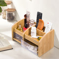 Wooden Desk Organizer – Multi-Compartment Pen Holder with Drawer