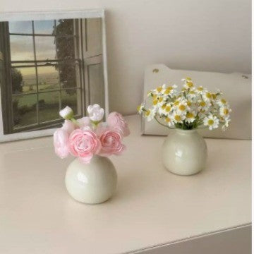 Mini ceramic bud vase with faux roses by Glow Ritual