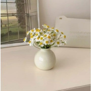 Mini ceramic bud vase with faux roses by Glow Ritual