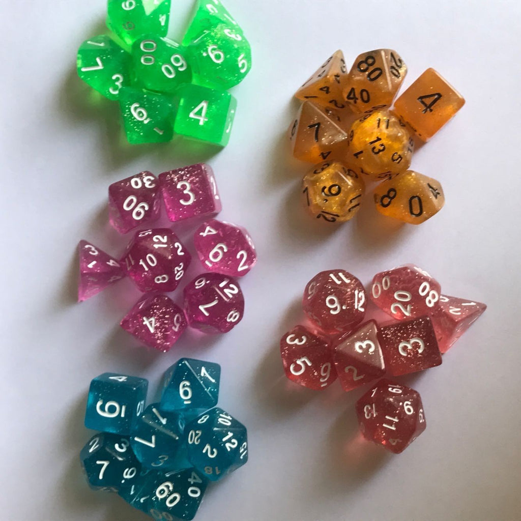 Polyhedral 7-piece dice set by Glow Ritual