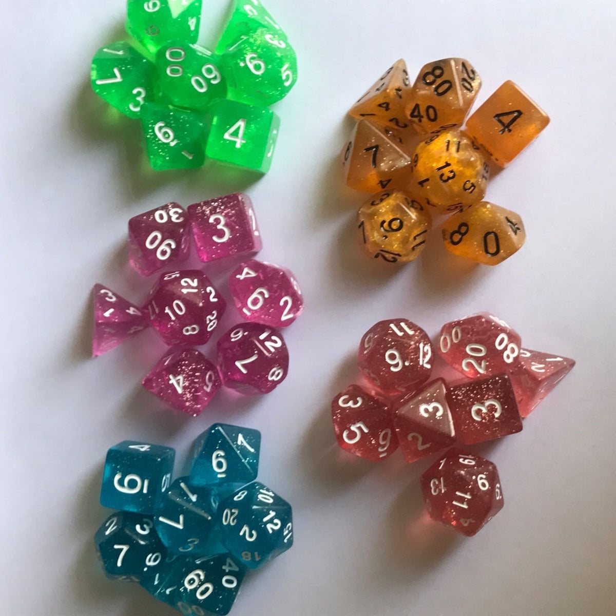 Polyhedral 7-piece dice set by Glow Ritual