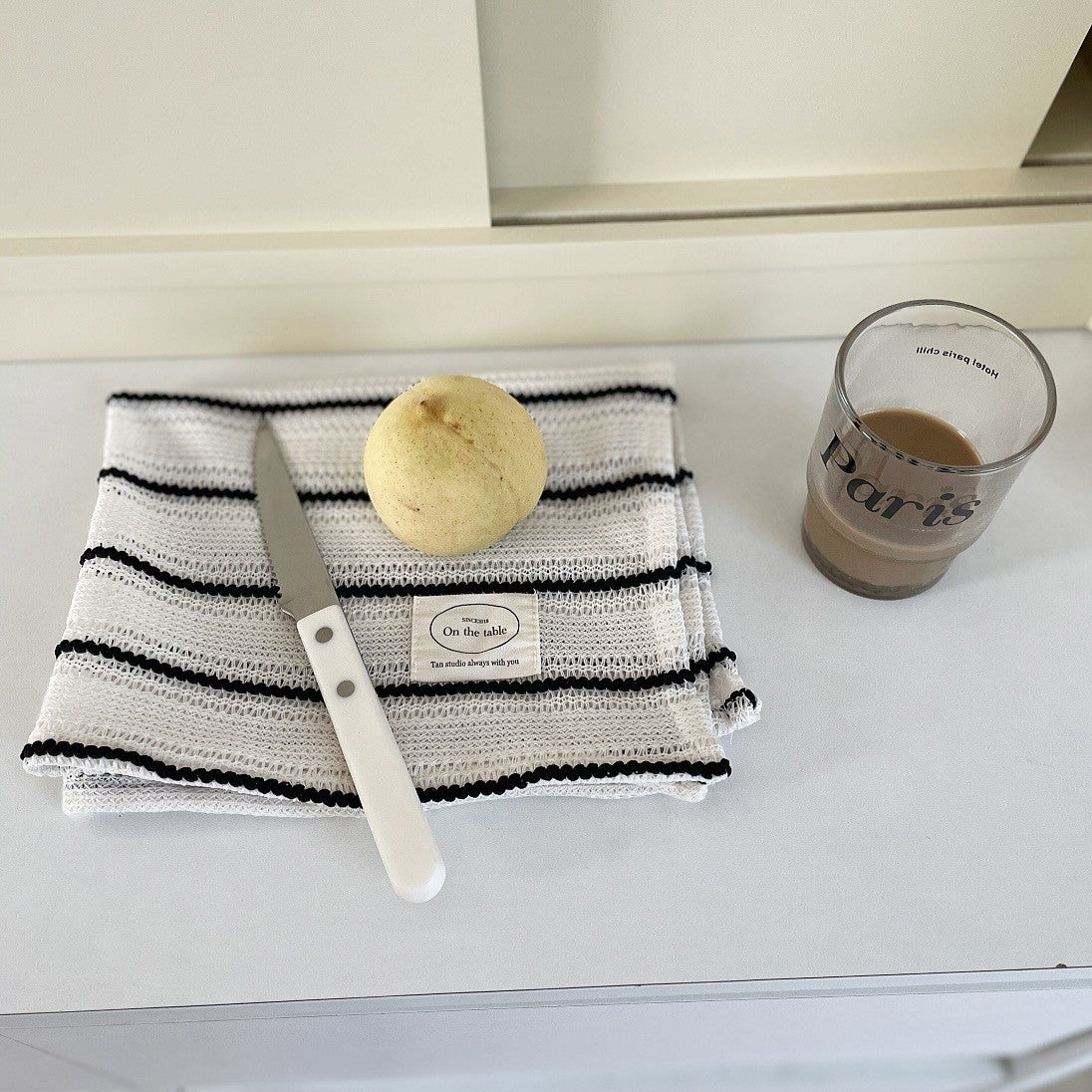 Striped knit cloth napkins set by Glow Ritual