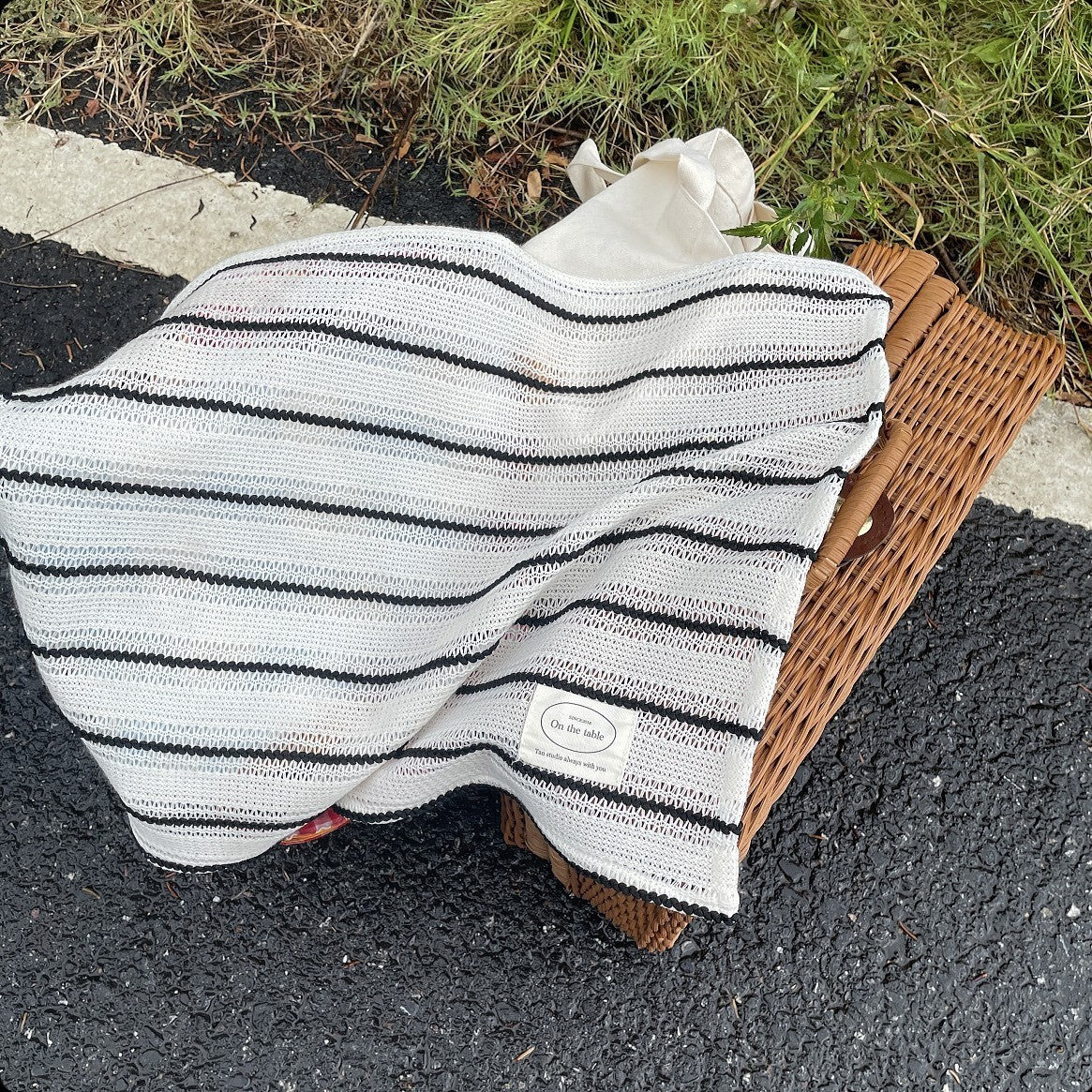 Striped knit cloth napkins set by Glow Ritual