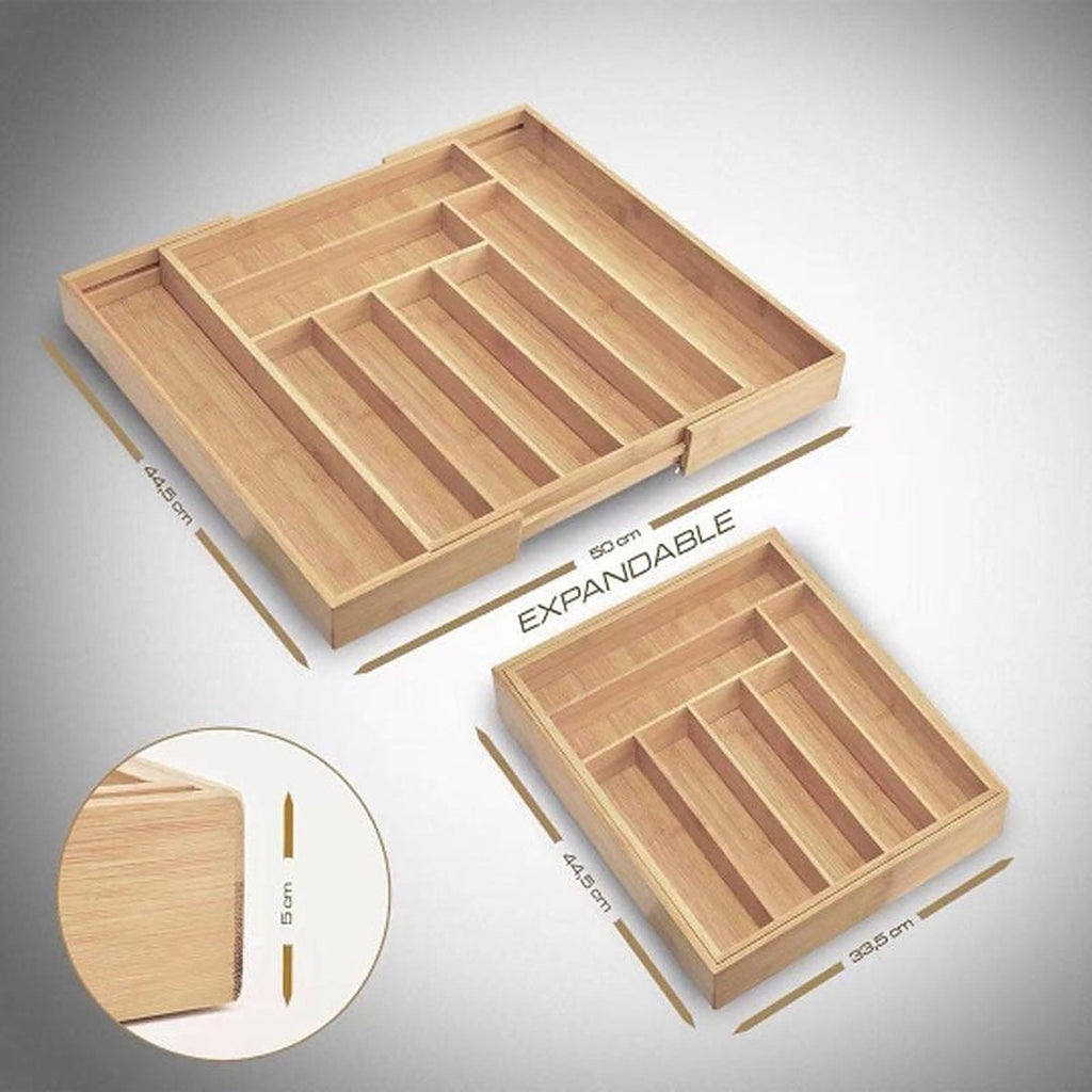 Expandable bamboo drawer organizer by Glow Ritual