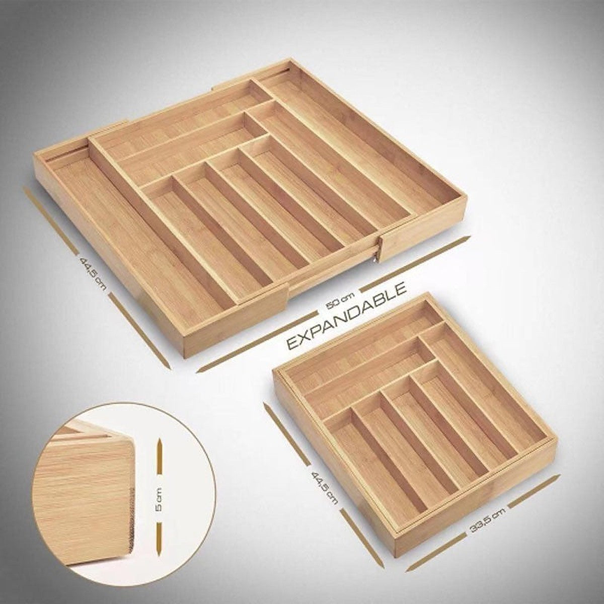 Expandable bamboo drawer organizer by Glow Ritual