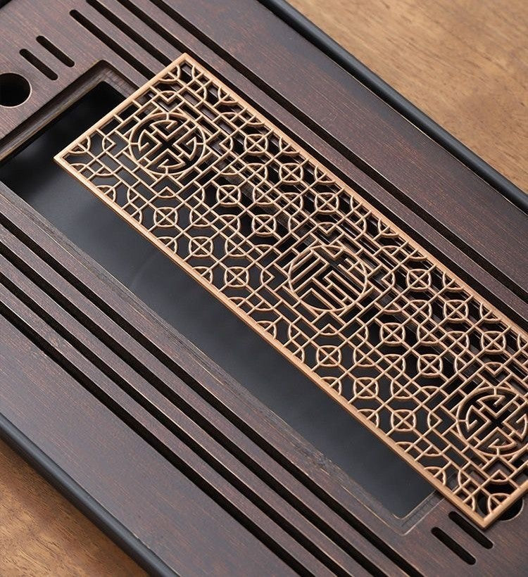 Bamboo tea tray with drainage by Glow Ritual