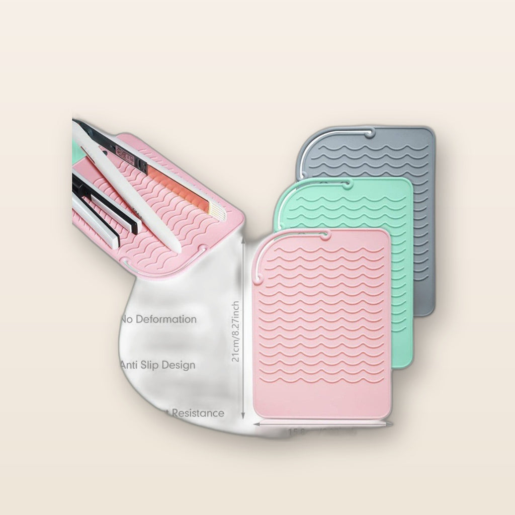 Silicone heat-resistant styling mat by Glow Ritual