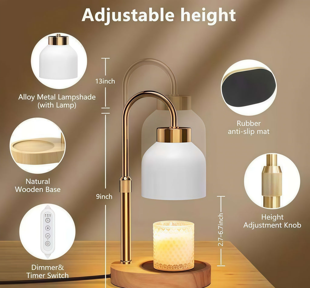 Candle warmer lamp with wood base by Glow Ritual