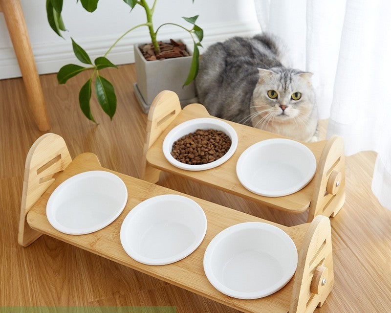 Elevated ceramic pet bowls by Glow Ritual