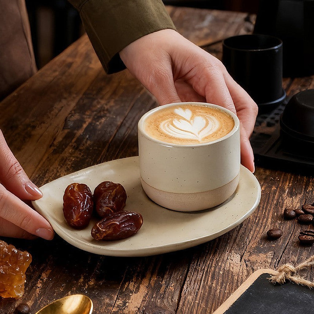 Stoneware espresso cup and saucer by Glow Ritual