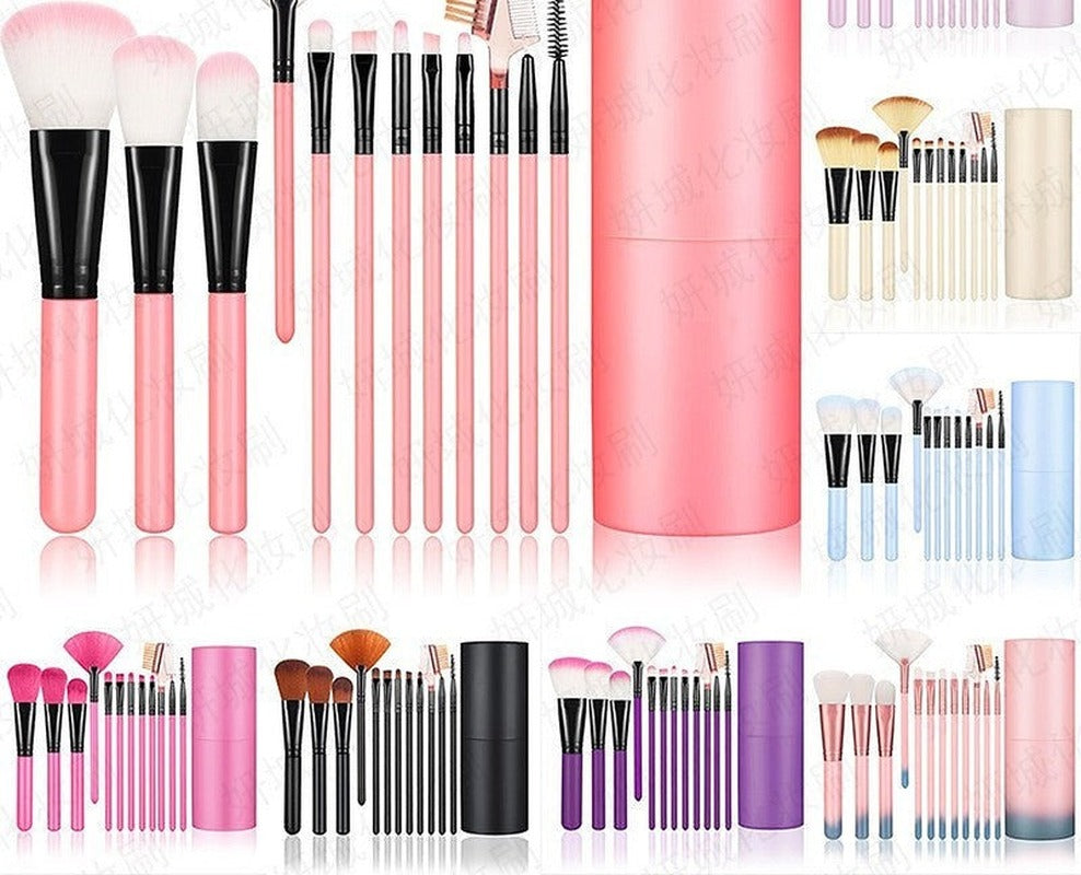 Makeup Brush Set with Case – 12 Soft Brushes for Eyes, Blush & Powder