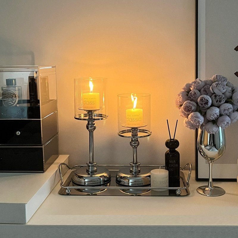Vintage glass hurricane candle holder by Glow Ritual