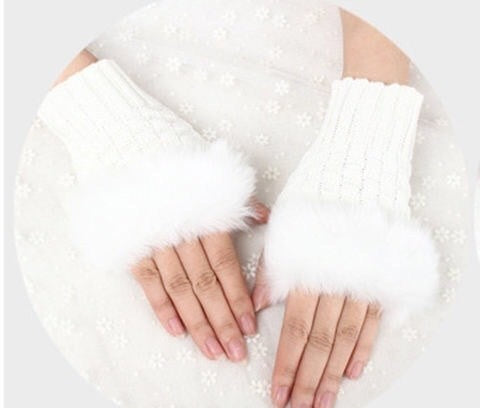 Faux fur fingerless gloves by Glow Ritual