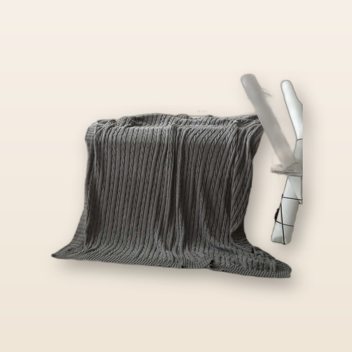Cable knit throw blanket by Glow Ritual