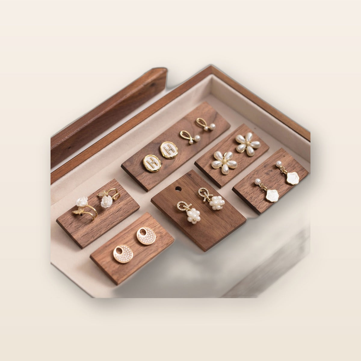 Walnut earring holder tray by Glow Ritual