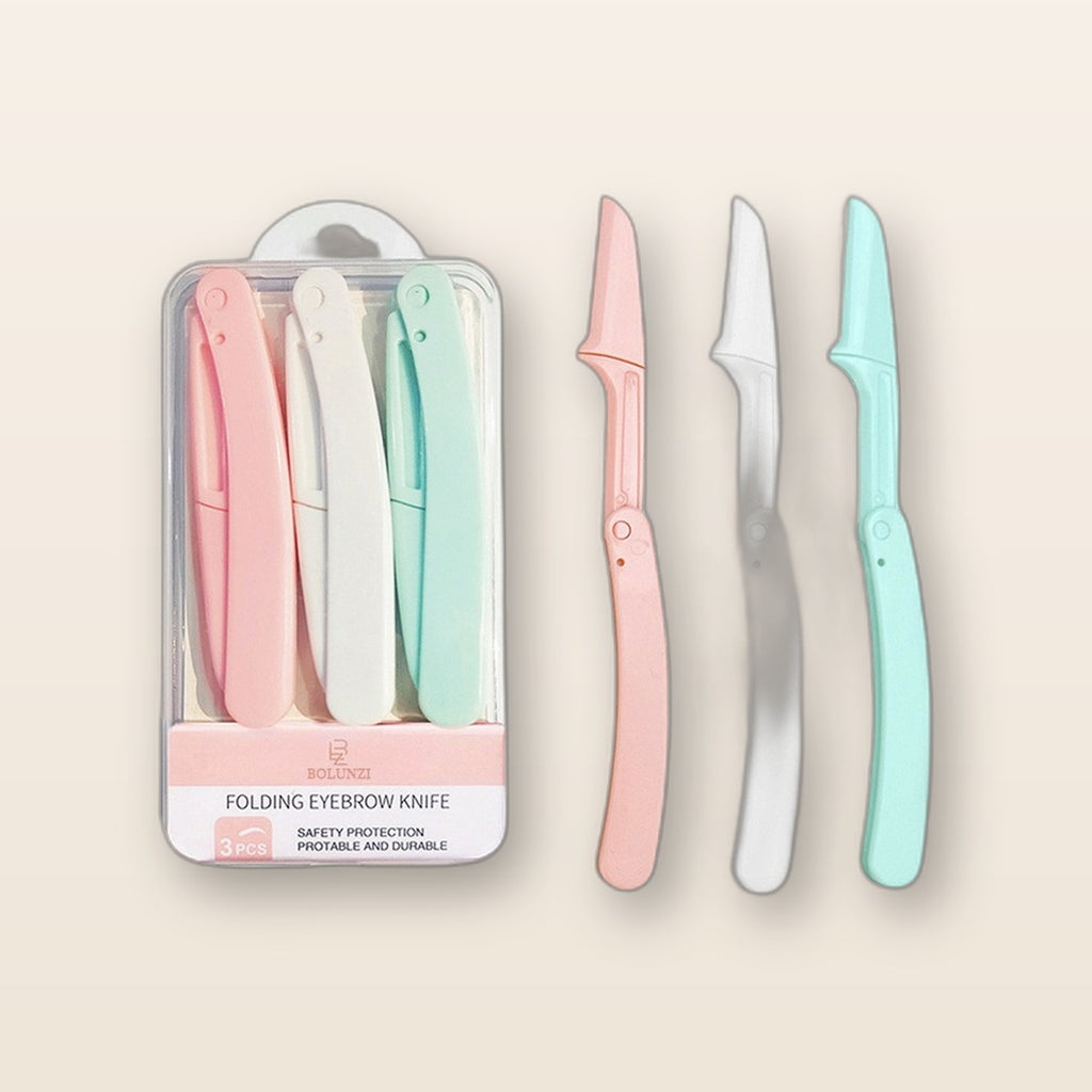 Folding eyebrow razor set by Glow Ritual