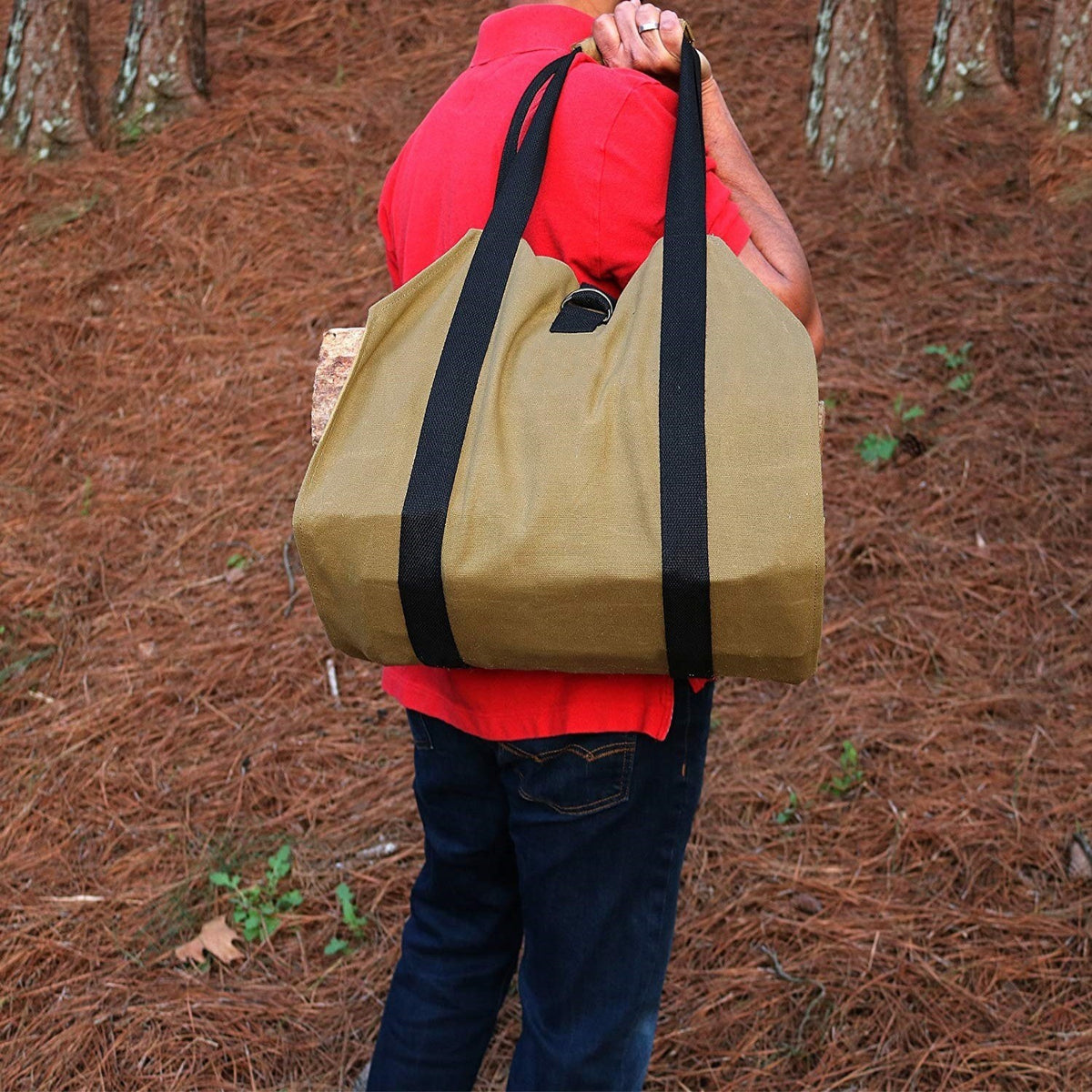 Canvas firewood carrier by Glow Ritual