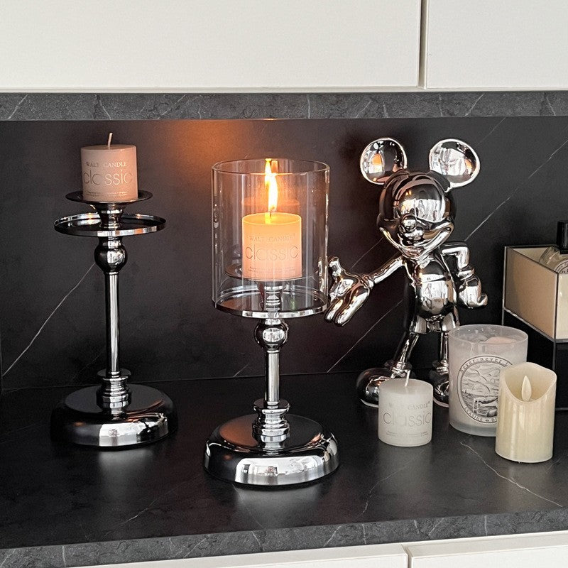 Vintage glass hurricane candle holder by Glow Ritual