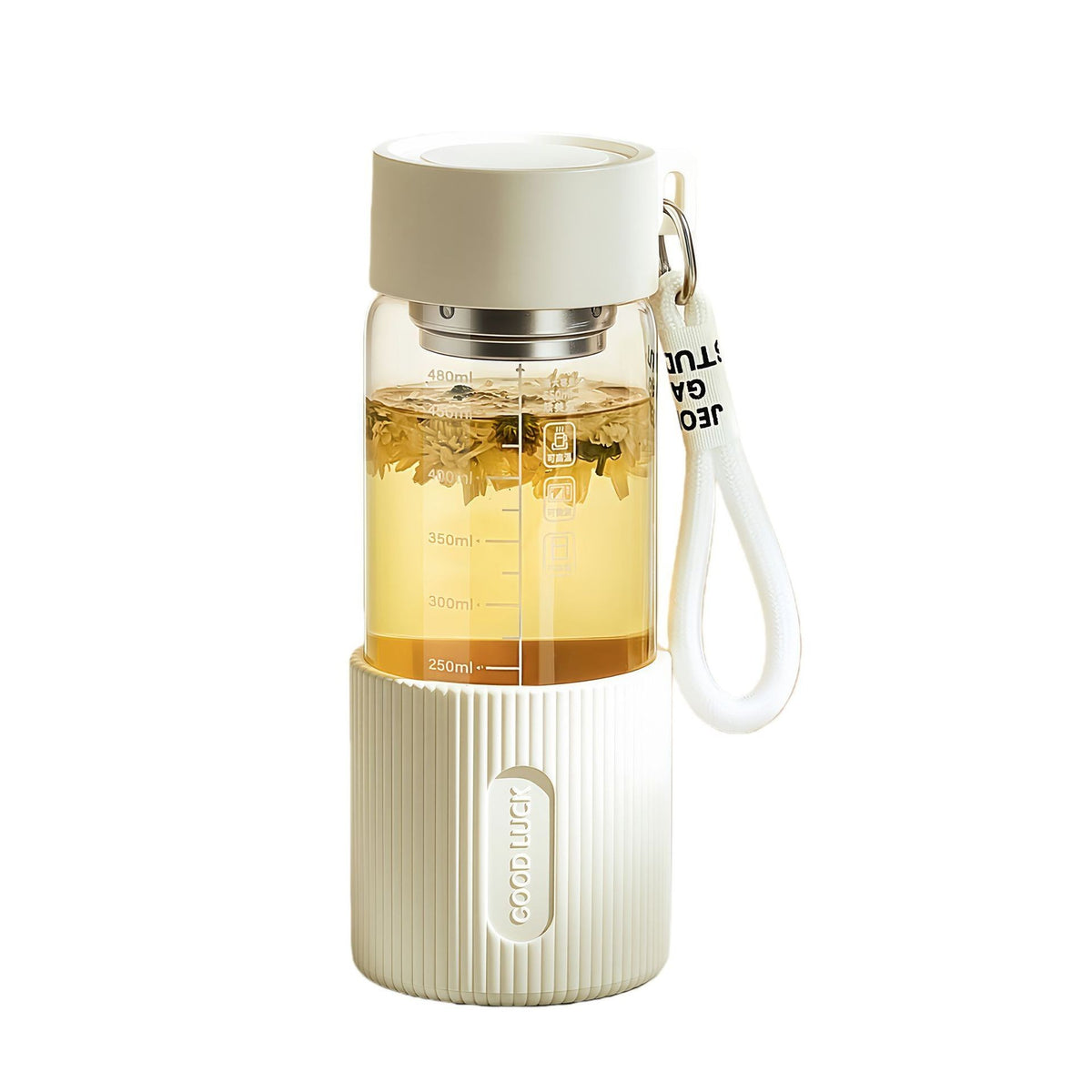 Glass water bottle with silicone sleeve by Glow Ritual